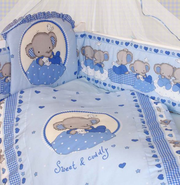 Комплект в кроватку Золотой гусь 1912 Слоник Боня Голубой
